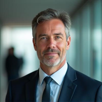 Professional man, Mark, with a confident expression