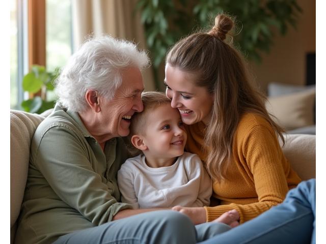 Diverse family across multiple generations laughing together