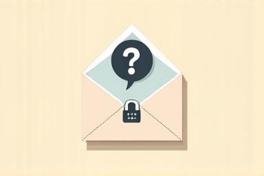 Stylized envelope with a secure lock and speech bubble, representing secure communication and inquiries