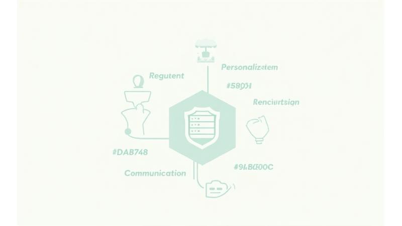 Infographic showing data points flowing securely into a central processing unit, illustrating responsible data collection