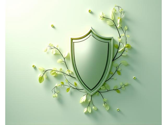 Abstract shield intertwined with a gentle vine, symbolizing privacy and natural growth